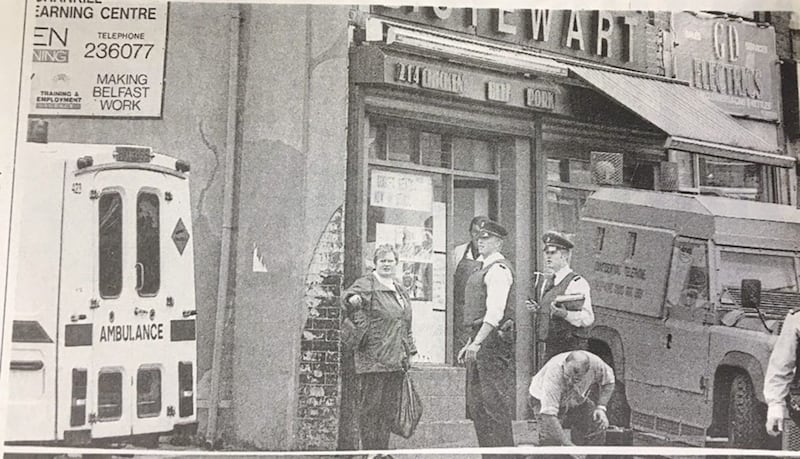 The scene where four loyalists were shot by the INLA. 