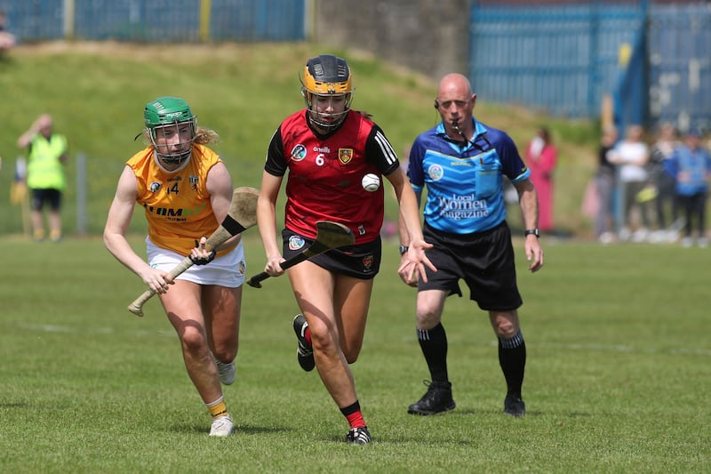 Beth Fitzpatrick in action for Down during the Ulster Senior Camogie Championship final against Antrim at Rossa Park      Picture: Sean Paul McKillop