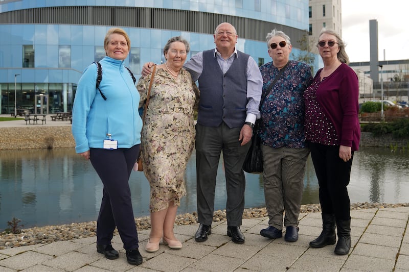 John Wallwork (centre) with (left to right) Hazel Farren, Dawn Wheeldon, Celia Hyde and Maureen Rootes who were part of the team that performed the op in 1984