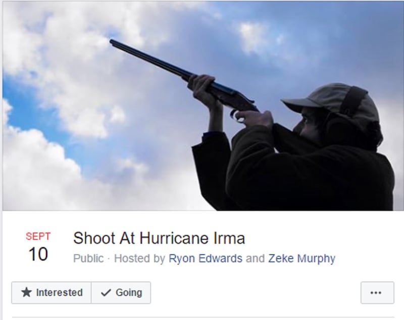 A Facebook group called 'Shoot at Hurricane Irma'