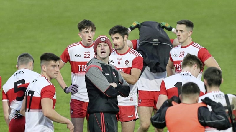 Derry manager Rory Gallagher admitted news that inter-county GAA was no longer covered by the Irish government&#39;s level five exemption &#39;came out of the blue&#39;. Picture by Margaret McLaughlin 