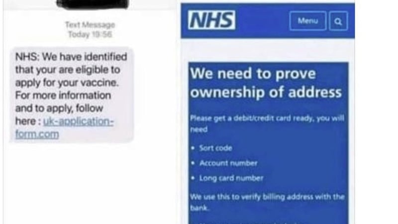 The PSNI has issued a warning about a new phishing text message scam which tells people they are eligible for the Covid-19 vaccine 