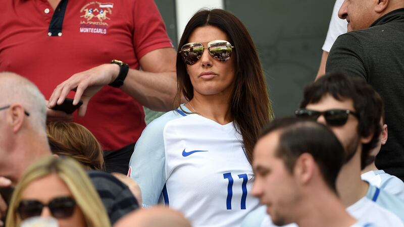 Harry Kane’s fiancee Katie Goodland had to watch from home, but Becky Vardy was among the players’ wives and girlfriends who made it out to Russia.