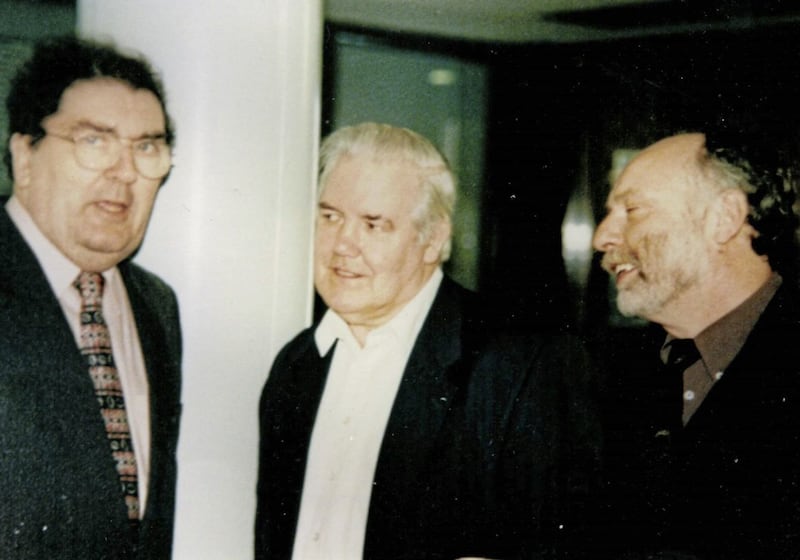 Fred Heatley, centre, with friends John Hume and Brian Keenan  