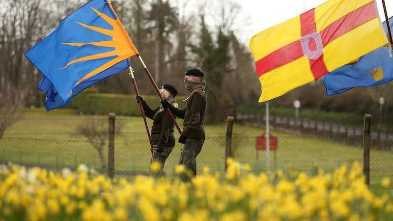 A republican colour party marched in Lurgan to mark the centenary of the Easter Rising