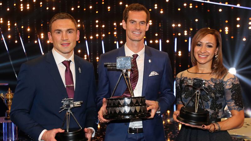 Winner of 2015 Sports Personality of the Year Andy&nbsp;Murray&nbsp;with Runner Up Kevin Sinfield and third placed Jessica Ennis-Hill