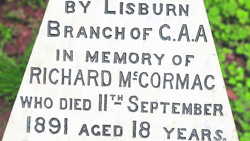 St Patricks GAC Lisburn reinstated a plague to 18 year old Richard Mc Cormac at St Patrick&#39;s church Lisburn picture Bill Smyth. 