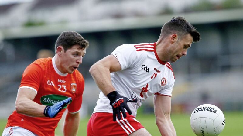 Tyrone&#39;s win over Armagh last Saturday means they need to need to beat Monaghan in Omagh to progress to the Division One semi-finals. Pic Philip Walsh. 