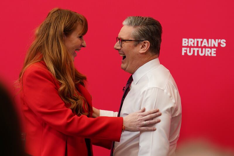 Labour leader Sir Keir Starmer was appearing at the launch alongside his deputy Angela Rayner
