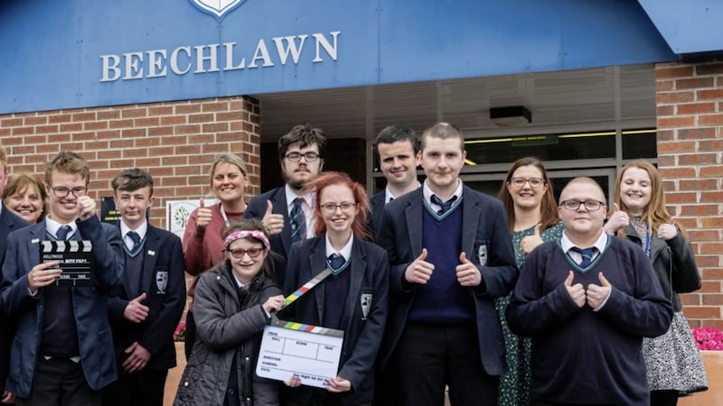 Pupils from Beechlawn Special School Sixth Form who have been nominated for &lsquo;Film Club of the Year&rsquo; at this year&rsquo;s Into Film Awards 