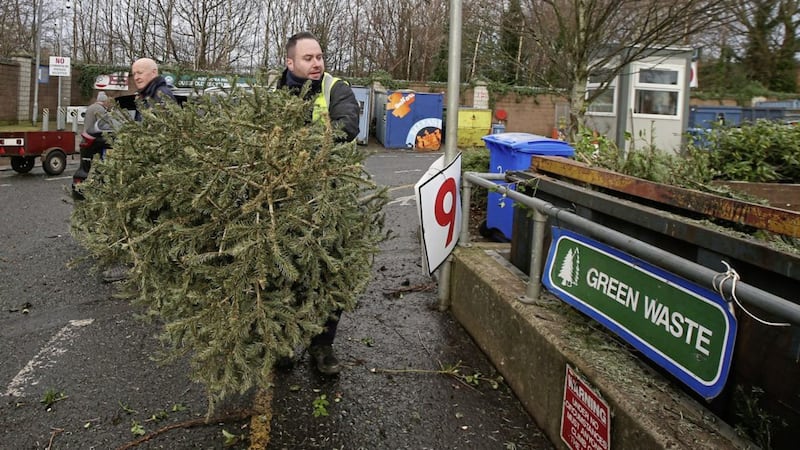 Christmas Trees come down to mark the end of Christmas 2020. Picture by Hugh Russell 