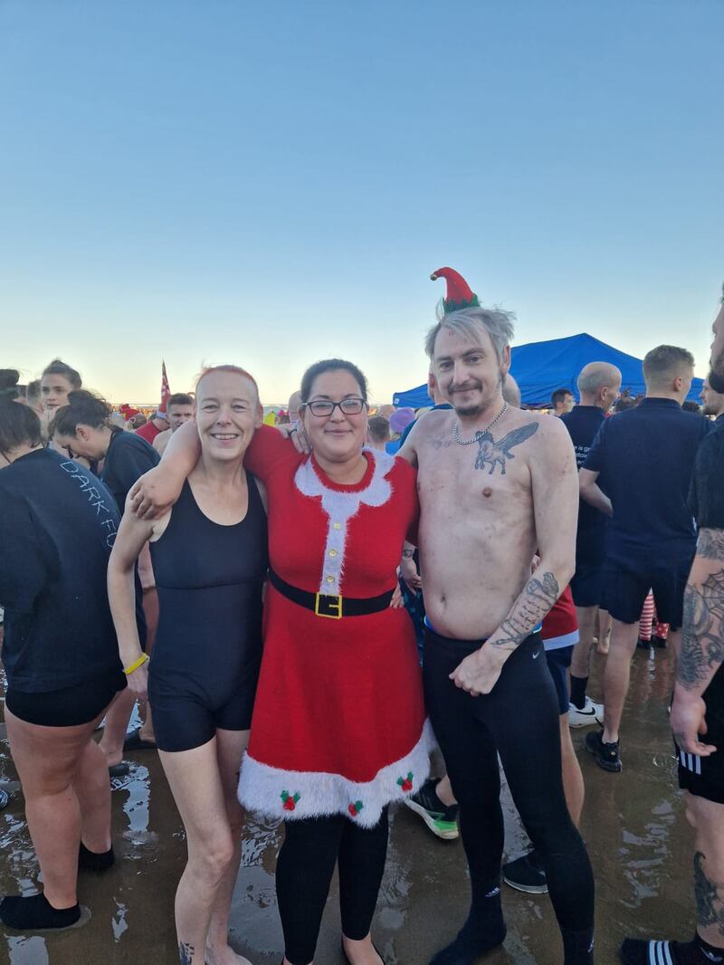 Tom Poole (right) taking part in a Boxing Day dip in Redcar