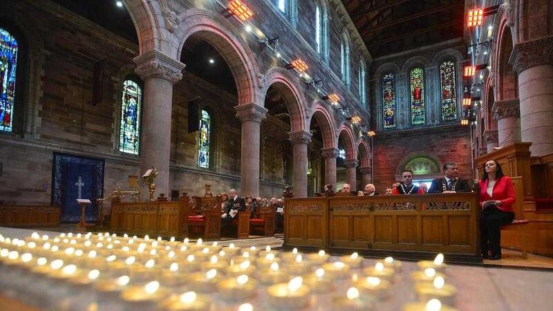 The service in St Anne's Cathedral, Belfast commemorating the 75th anniversary of the Belfast Blitz&nbsp;