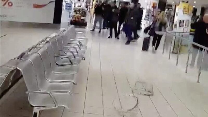 Shopping baskets were among items thrown during the altercation 