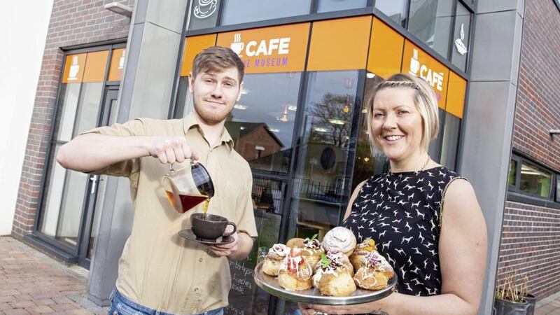 Gillian and Josh Harper at the new Caf&eacute; at the Museum on Belfast&rsquo;s Cregagh Road. Picture by Graham Curry 