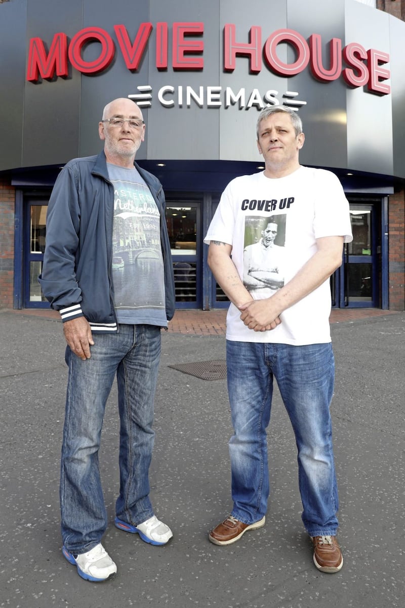 (L-R) Thomas and James McConville outside the Dublin Road Movie House for the press screening of I, Dolours. Picture by Declan Roughan