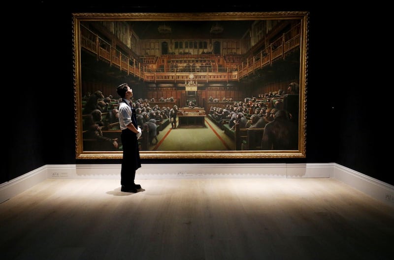 Banksy’s Devolved Parliament up for auction