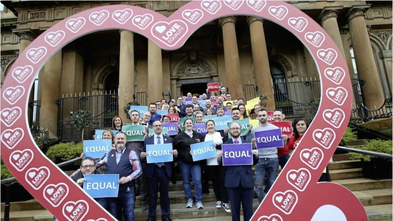 Same-sex marriage campaigners in Belfast last year. Picture by Hugh Russell 