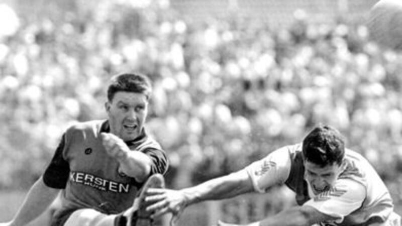 Peter Withnell takes a shot for Down against Armagh in the Ulster Championship