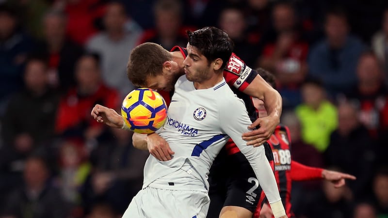Chelsea's Alvaro Morata plays against Bournemouth in the Premier League