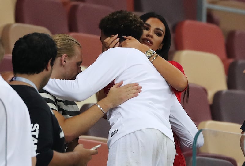 Dele Alli is consoled by then-girlfriend Ruby Mae during the Fifa World Cup