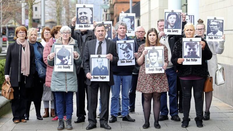 Ballymurphy families arrive for the inquest yesterday. Picture by Mal McCann 