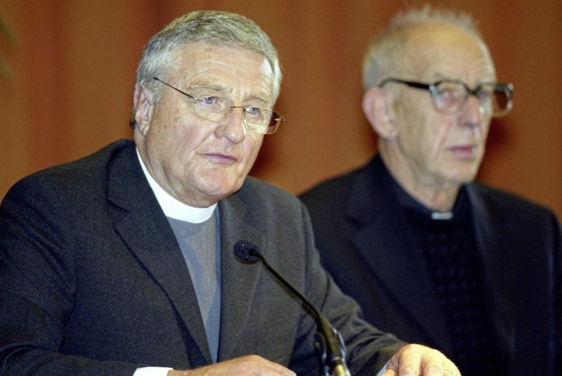 Fr Alec Reid, pictured right, with Methodist minister the Rev Harold Good in September 2005. The two men acted as independent witnesses to acts of decommissioning. Picture by Paul Faith/PA. 