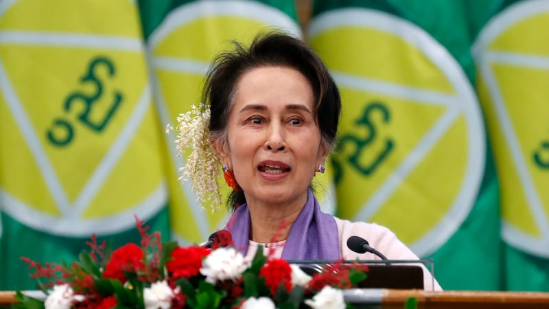 Myanmar’s jailed former leader Aung San Suu Kyi has been moved from prison to house arrest as a health measure due to a heatwave, the military government said (Aung Shine Oo/AP)