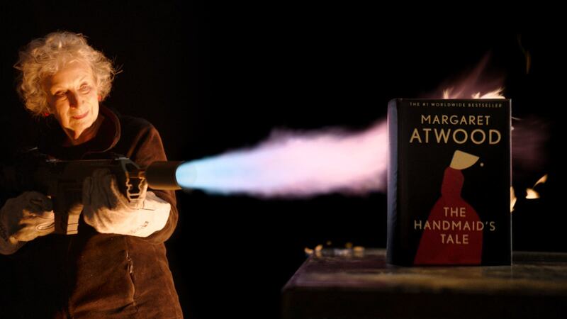 In a promotional video ahead of the sale, the Canadian author, 82, blasted the book with a flamethrower to test its fire-resistance.