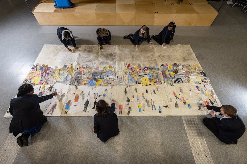Students at the Lowry Academy create artwork in response to LS Lowry’s work