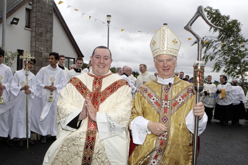 Tony McAleese (left) is pictured after being ordained in St Vincent de Paul parish, Ligoniel, north Belfast. Picture by Matt Bohill, Pacemaker