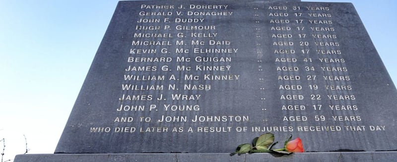 The names of the Bloody Sunday dead are inscribed on a monument to their memory in Derry&#39;s Bogside. Picture by Margaret McLaughlin 