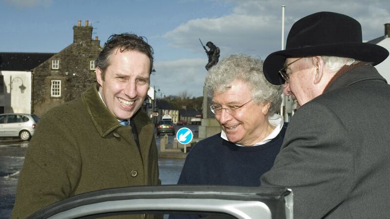 &nbsp;Mr Paisley with his late father Ian (right) and property developer Seymour Sweeney