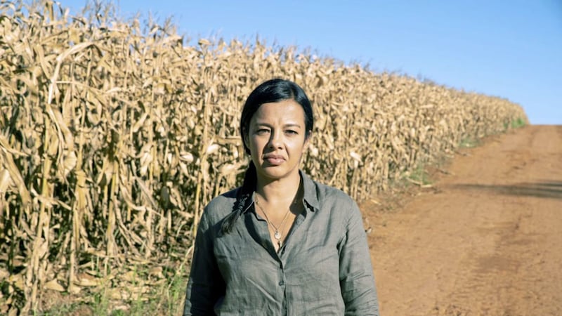 Liz Bonnin next to a cornfield in Brazil