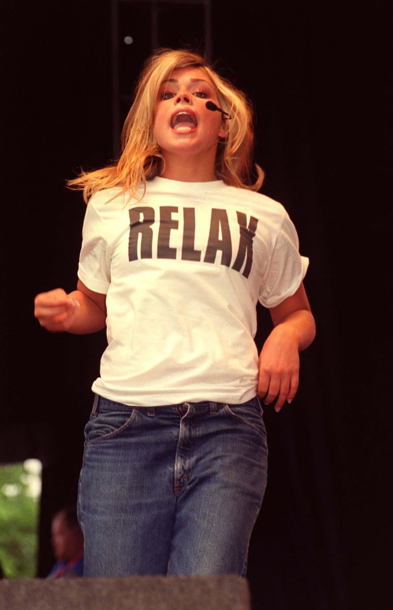 Pop singer Billie Piper performing on stage at the Mardi Gras 2000 festival in London’s Finsbury Park