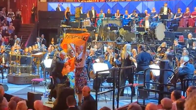 Just Stop Oil protestors disrupting the first night of the BBC Proms (Just Stop Oil/PA)