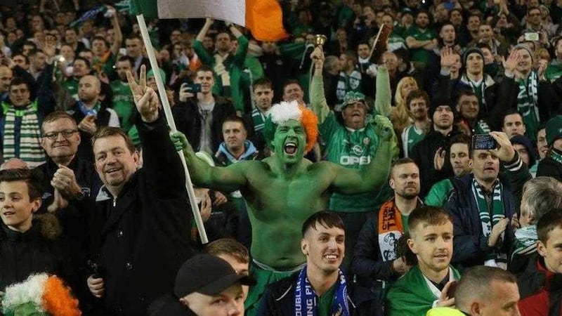 Republic of Ireland fans celebrating their place in Euro16