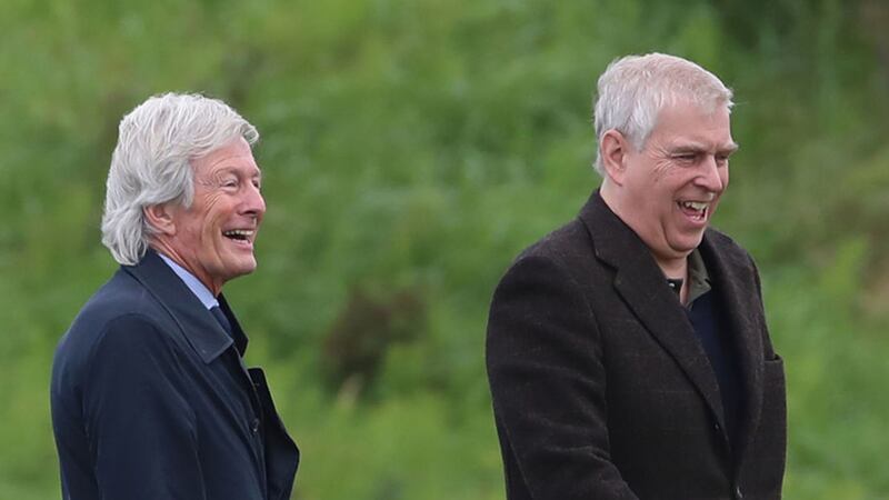 Prince Andrew with solicitor Paul Tweed as he attends The Duke of York Young Champions Trophy at the Royal Portrush Golf Club in County Antrim. Picture by Press Association&nbsp;