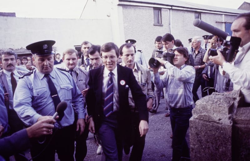 The then DUP deputy leader Peter Robinson appearing at Ballybay court house after Clontibret incursion in 1986 