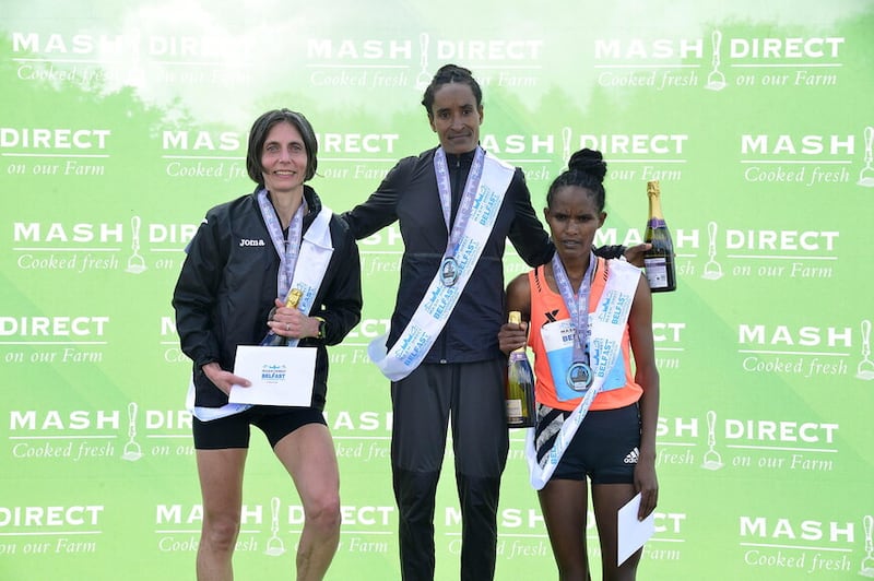 Shewaye Woldemeskel from Ethiopia was the first lady local runner Gladys Ganiel was second followed by Gadise Gudisa Negate came in 3rd. Picture by Arthur Allison/ Pacemaker Press