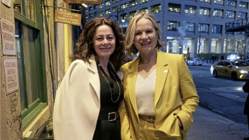 Anne McReynolds (right), MAC Chief Executive, pictured with Belfast born actor and producer Geraldine Hughes, in New York 