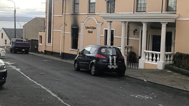 The damage to the Caiseal Mara Hotel in Moville, Co. Donegal after an arson attack in November 2018