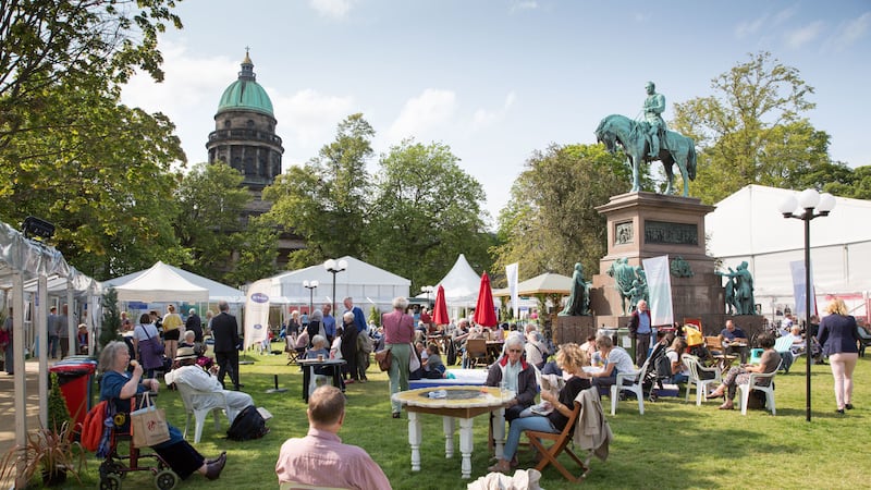 General views of the Edinburgh International Book Festival .