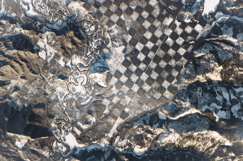 Checkerboard pattern along the Priest River in northern Idaho (Nasa)