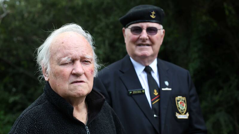 Irish naval veterans Pat O Mathuna, left, and William Mynes who fought a fire saving 80 lives on the Le Cliona in 1962 in Dublin are finally to be honoured. Picture by Niall, Press Association
