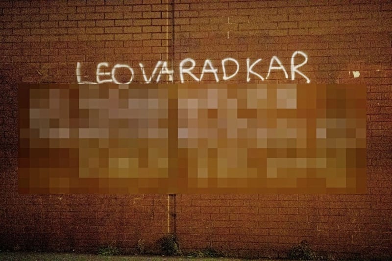 Graffiti targeting T&aacute;naiste Leo Varadkar that appeared in Belfast last week. Picture by Liam McBurney/PA Wire 