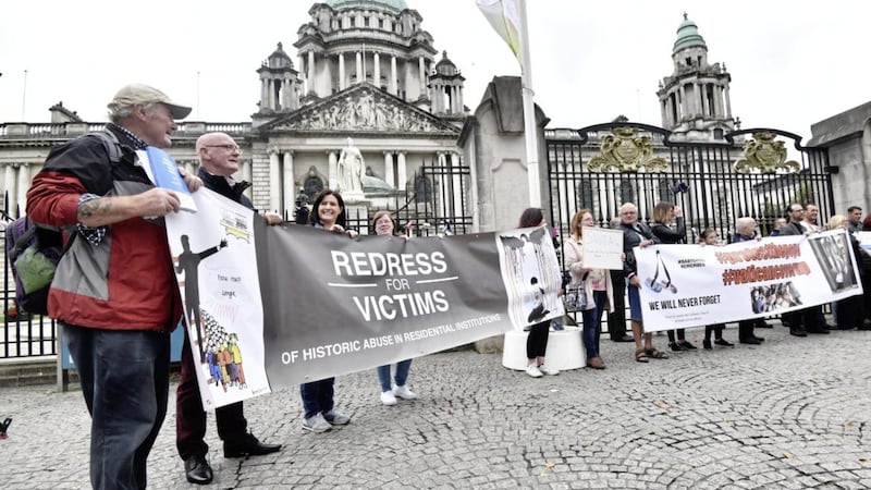 A protest by clerical abuse campaigners at Belfast City Hall this week ahead Pope Francis's visit to Ireland. Picture by Colm Lenaghan, Pacemaker