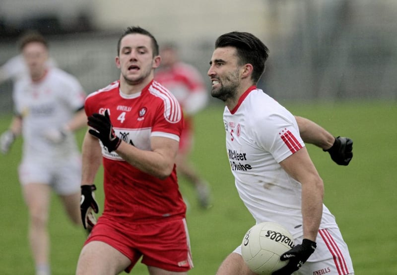 Tiernan McCann on the attack for Tyrone 