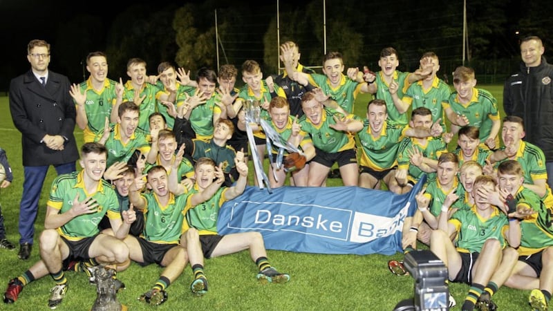 St Mary&#39;s, Belfast celebrate after their 2016 Danske Bank Mageean Cup Final triumph 