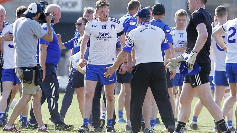 Monaghan celebrate their epic win over Armagh.<br/>Pic Philip Walsh